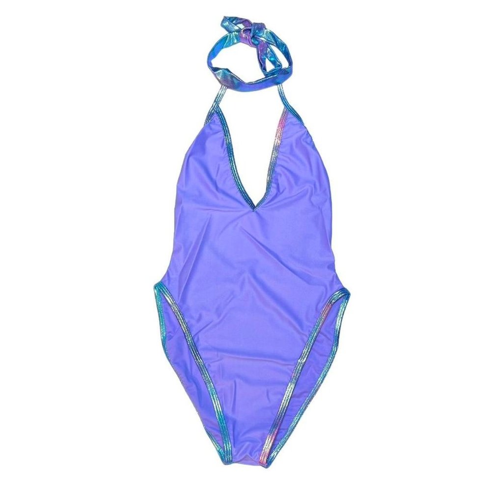 J Valentine lavender purple high waisted halter bodysuit size large/xlarge